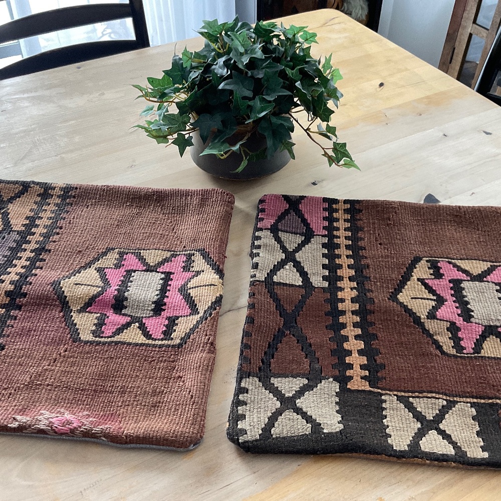 Two Turkish Pillowcases, Boho, Western Style, Pink And Earthtone Colors
